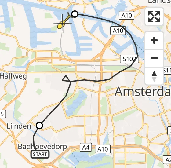 Vlucht Traumahelikopter PH-DOC van Badhoevedorp naar Amsterdam Heliport op dinsdag 16 juli 2024 17:25