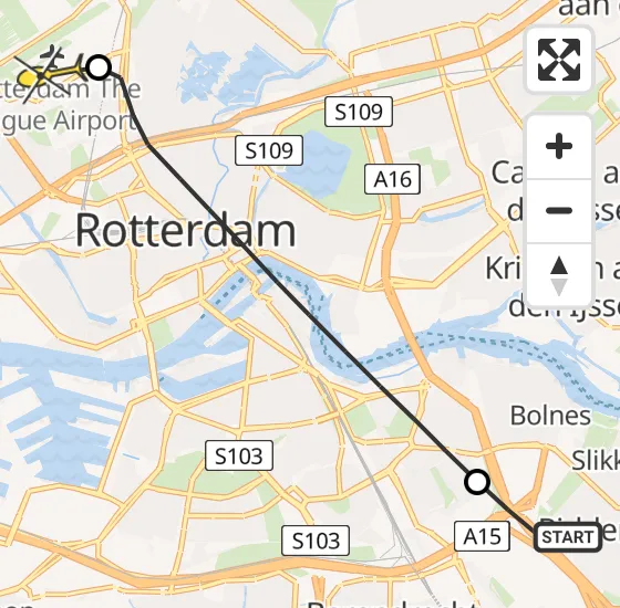 Vlucht Traumahelikopter PH-UMC van Ridderkerk naar Rotterdam The Hague Airport op dinsdag 16 juli 2024 17:31
