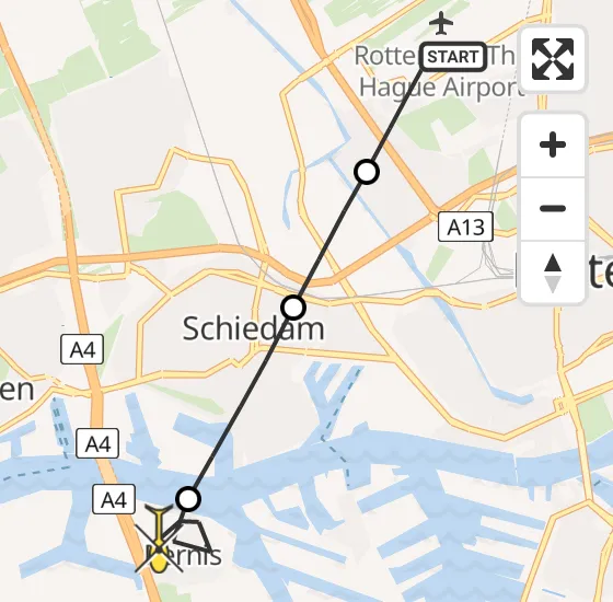 Vlucht Traumahelikopter PH-UMC van Rotterdam The Hague Airport naar Pernis op dinsdag 16 juli 2024 18:11
