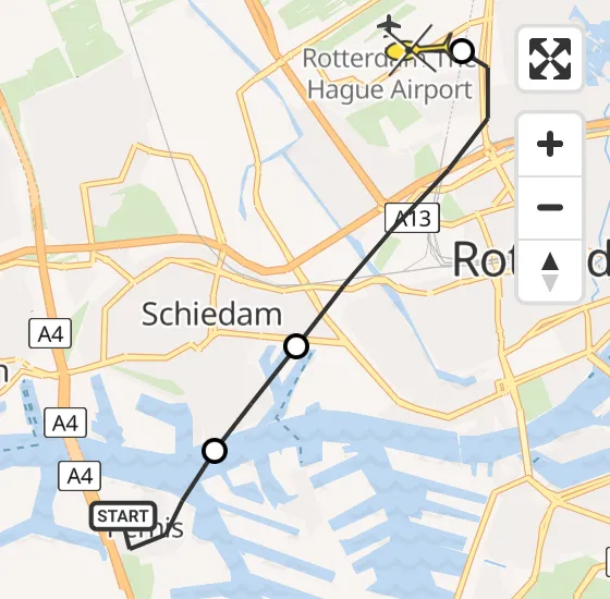 Vlucht Traumahelikopter PH-UMC van Pernis naar Rotterdam The Hague Airport op dinsdag 16 juli 2024 18:32