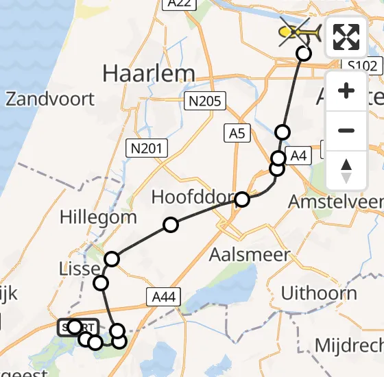Vlucht Traumahelikopter PH-DOC van Buitenkaag naar Amsterdam Heliport op dinsdag 16 juli 2024 18:42