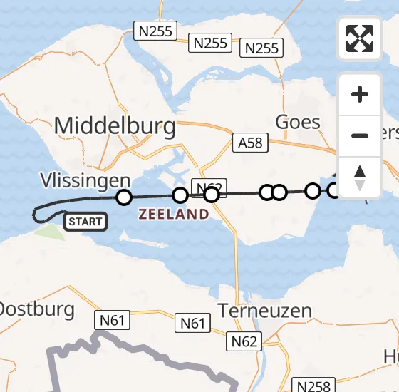 Vlucht Kustwachthelikopter PH-NCG van Vlissingen naar Hansweert op dinsdag 16 juli 2024 19:27