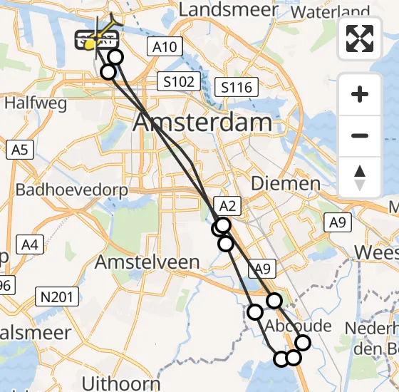 Vlucht Traumahelikopter PH-DOC van Amsterdam Heliport naar Amsterdam Heliport op dinsdag 16 juli 2024 20:48