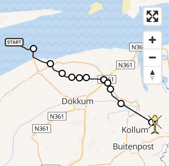 Vlucht Ambulancehelikopter PH-OOP van Buren naar Kollumerpomp op dinsdag 16 juli 2024 22:08