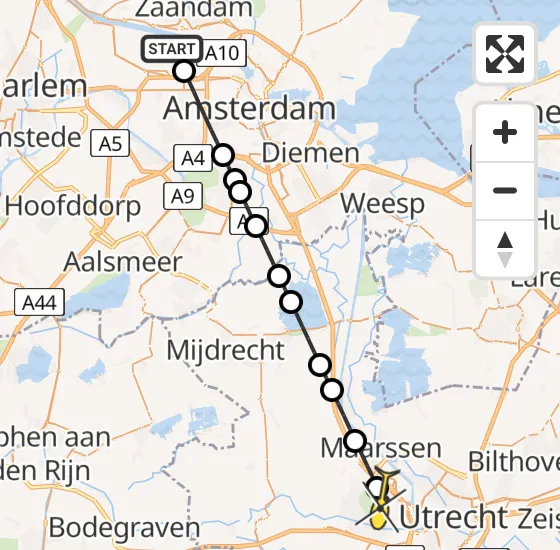 Vlucht Traumahelikopter PH-DOC van Amsterdam Heliport naar Utrecht op woensdag 17 juli 2024 3:26
