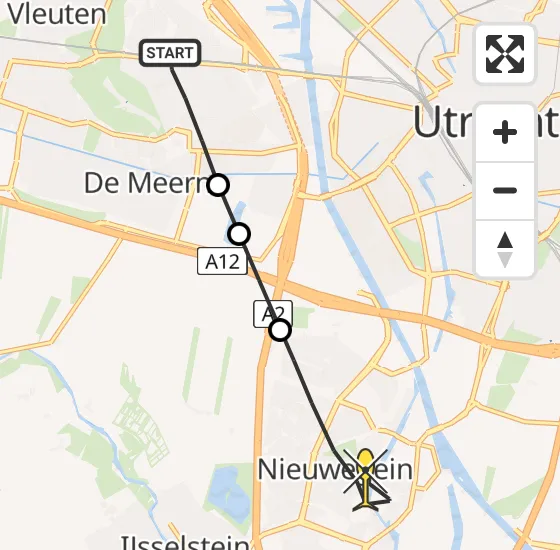 Vlucht Traumahelikopter PH-DOC van Utrecht naar Nieuwegein op woensdag 17 juli 2024 4:10