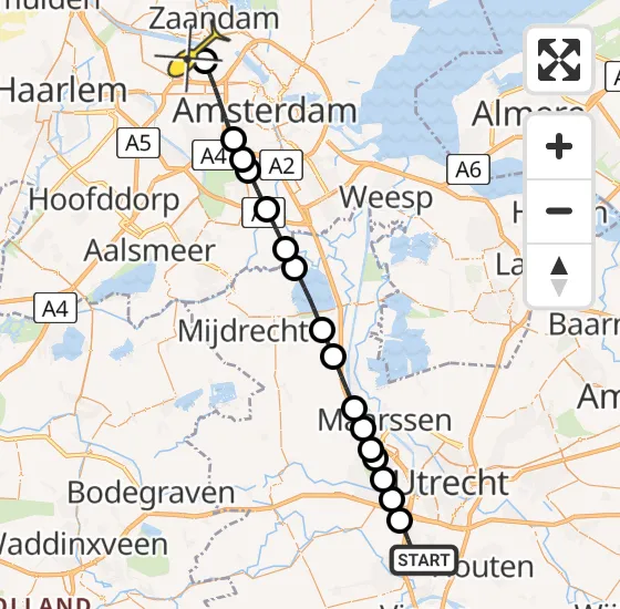 Vlucht Traumahelikopter PH-DOC van Nieuwegein naar Amsterdam Heliport op woensdag 17 juli 2024 4:41