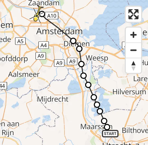 Vlucht Traumahelikopter PH-DOC van Utrecht naar Amsterdam Heliport op woensdag 17 juli 2024 8:20