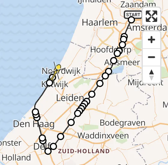 Vlucht Traumahelikopter PH-DOC van Amsterdam Heliport naar Noordwijk op woensdag 17 juli 2024 8:52