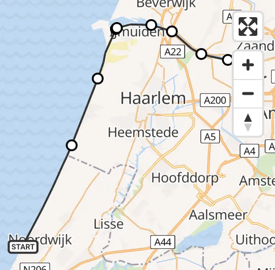 Vlucht Traumahelikopter PH-DOC van Noordwijk naar Amsterdam Heliport op woensdag 17 juli 2024 9:15