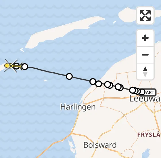 Vlucht Ambulancehelikopter PH-OOP van Vliegbasis Leeuwarden naar Vlieland Heliport op woensdag 17 juli 2024 11:15