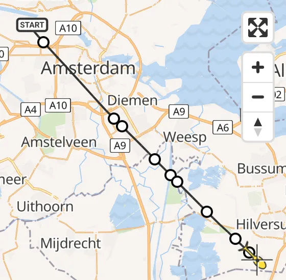 Vlucht Traumahelikopter PH-DOC van Amsterdam Heliport naar Vliegveld Hilversum op woensdag 17 juli 2024 12:27