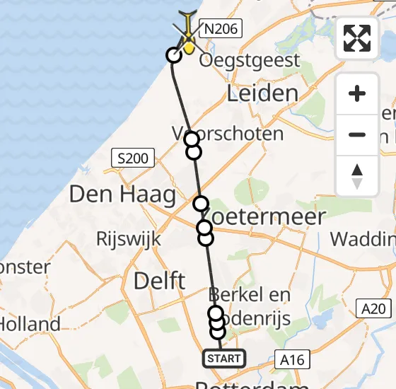 Vlucht Traumahelikopter PH-UMC van Rotterdam The Hague Airport naar Katwijk op woensdag 17 juli 2024 12:29
