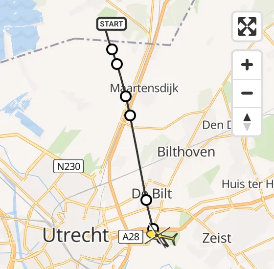 Vlucht Traumahelikopter PH-DOC van Vliegveld Hilversum naar Universitair Medisch Centrum Utrecht op woensdag 17 juli 2024 12:52