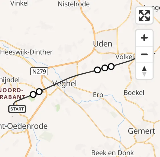 Vlucht Traumahelikopter PH-LLN van Sint-Oedenrode naar Vliegbasis Volkel op woensdag 17 juli 2024 16:16