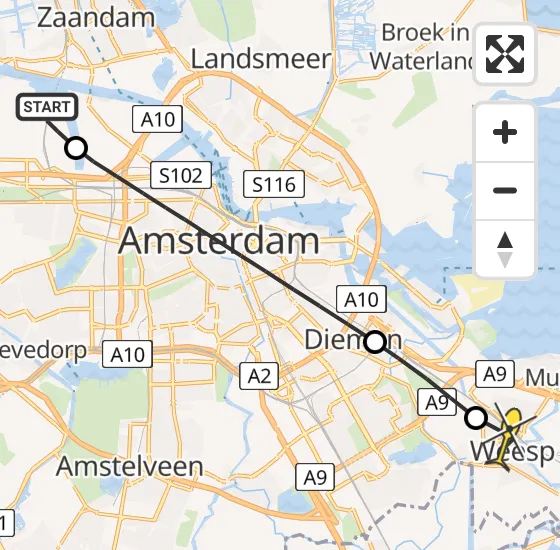 Vlucht Traumahelikopter PH-DOC van Amsterdam Heliport naar Weesp op woensdag 17 juli 2024 16:29