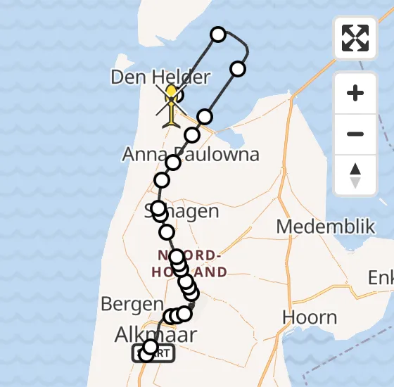 Vlucht Kustwachthelikopter PH-SAR van Alkmaar naar Vliegveld De Kooy op woensdag 17 juli 2024 17:45
