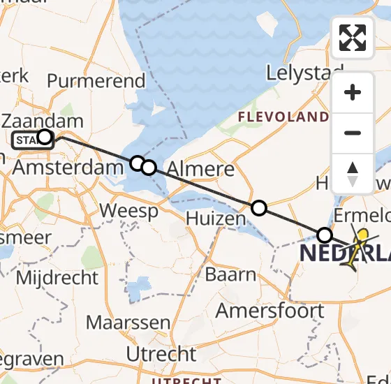Vlucht Traumahelikopter PH-DOC van Amsterdam Heliport naar Putten op woensdag 17 juli 2024 19:55
