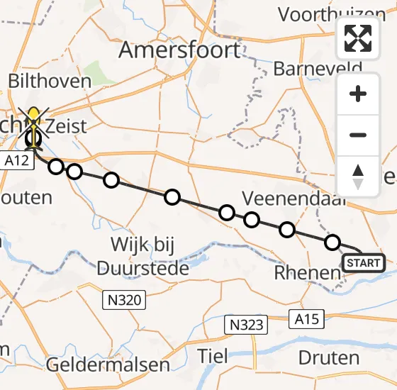Vlucht Traumahelikopter PH-LLN van Wageningen naar Universitair Medisch Centrum Utrecht op woensdag 17 juli 2024 19:56