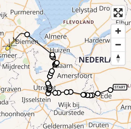 Vlucht Politiehelikopter PH-PXY van Otterlo naar Amstelveen op woensdag 17 juli 2024 21:21