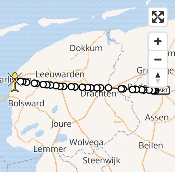 Vlucht Traumahelikopter PH-MAA van Groningen Airport Eelde naar Harlingen op donderdag 18 juli 2024 7:45