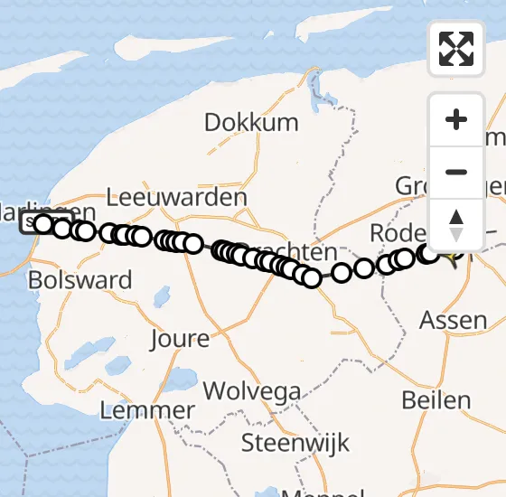 Vlucht Traumahelikopter PH-MAA van Harlingen naar Groningen Airport Eelde op donderdag 18 juli 2024 8:24