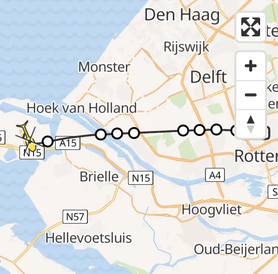 Vlucht Traumahelikopter PH-UMC van Rotterdam The Hague Airport naar Maasvlakte op donderdag 18 juli 2024 8:40
