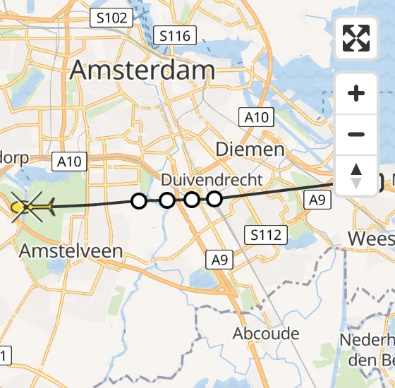 Vlucht Politiehelikopter PH-PXY van Weesp naar Amstelveen op donderdag 18 juli 2024 9:40