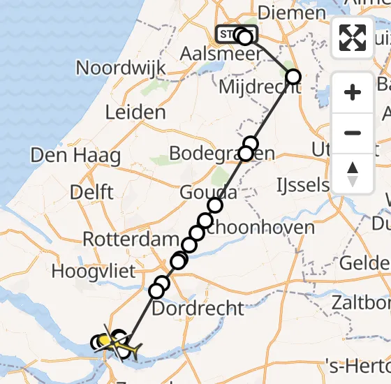 Vlucht Politiehelikopter PH-PXA van Schiphol naar Numansdorp op donderdag 18 juli 2024 10:07
