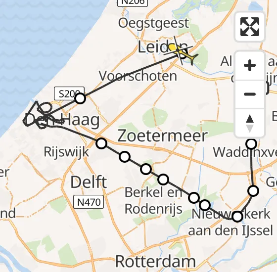 Vlucht Politiehelikopter PH-PXA van Alphen aan den Rijn naar Leiderdorp op donderdag 18 juli 2024 13:15