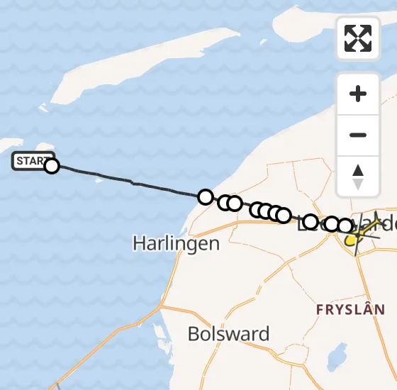 Vlucht Ambulancehelikopter PH-OOP van Vlieland naar Leeuwarden op donderdag 18 juli 2024 13:16
