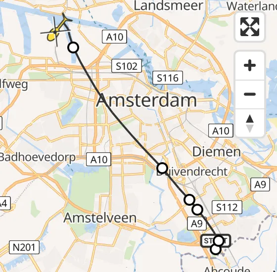 Vlucht Traumahelikopter PH-DOC van Academisch Medisch Centrum (AMC) naar Amsterdam Heliport op donderdag 18 juli 2024 14:12