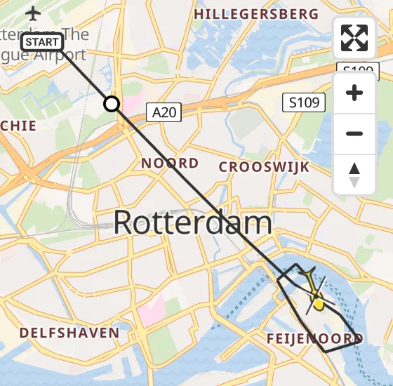 Vlucht Traumahelikopter PH-UMC van Rotterdam The Hague Airport naar Rotterdam op donderdag 18 juli 2024 14:17