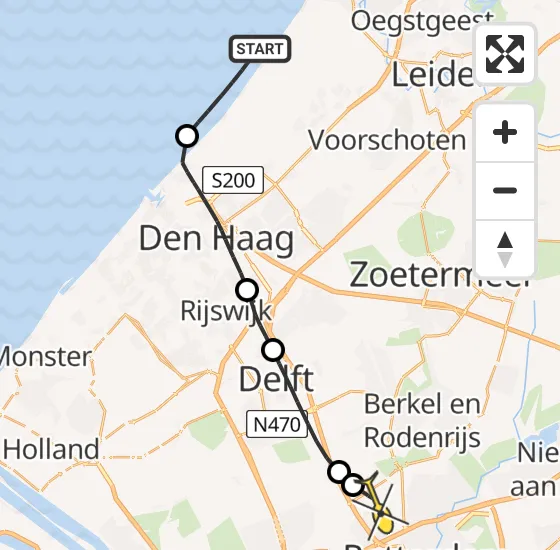 Vlucht Politiehelikopter PH-PXE van Wassenaar naar Rotterdam The Hague Airport op donderdag 18 juli 2024 15:32