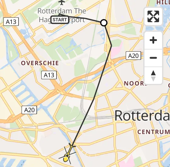 Vlucht Politiehelikopter PH-PXE van Rotterdam The Hague Airport naar Rotterdam op donderdag 18 juli 2024 15:48