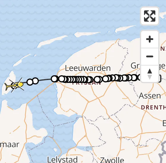 Vlucht Traumahelikopter PH-MAA van Groningen Airport Eelde naar Oudeschild op donderdag 18 juli 2024 15:50