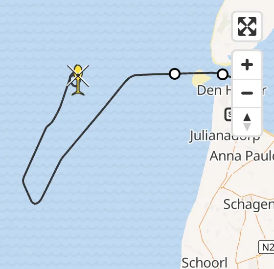 Vlucht Kustwachthelikopter PH-SAR van Vliegveld De Kooy naar  op donderdag 18 juli 2024 16:45