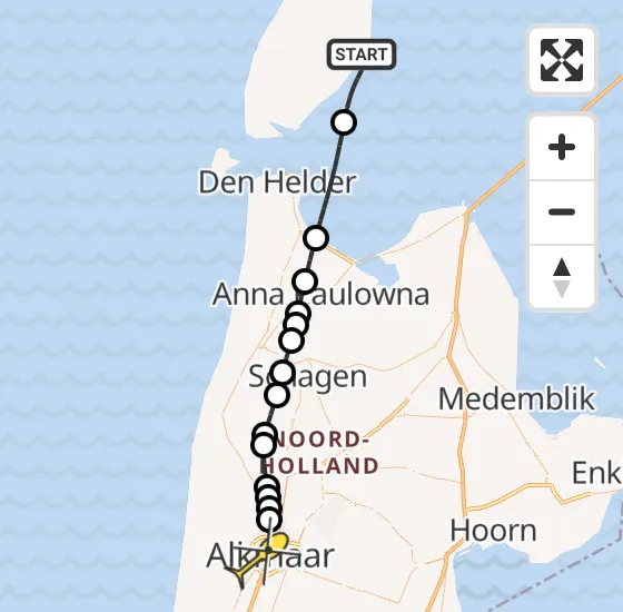 Vlucht Traumahelikopter PH-MAA van Oudeschild naar Alkmaar op donderdag 18 juli 2024 16:58