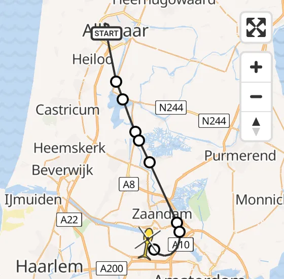 Vlucht Traumahelikopter PH-MAA van Alkmaar naar Amsterdam Heliport op donderdag 18 juli 2024 17:54