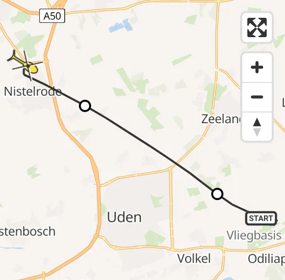 Vlucht Traumahelikopter PH-LLN van Vliegbasis Volkel naar Nistelrode op donderdag 18 juli 2024 19:26