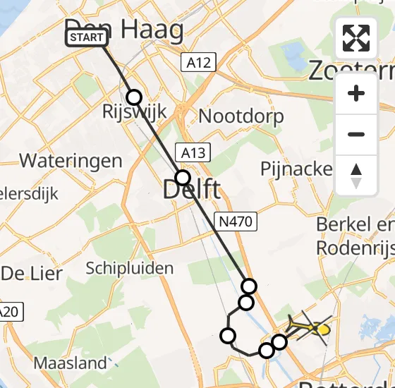 Vlucht Traumahelikopter PH-UMC van Den Haag naar Rotterdam The Hague Airport op donderdag 18 juli 2024 19:31
