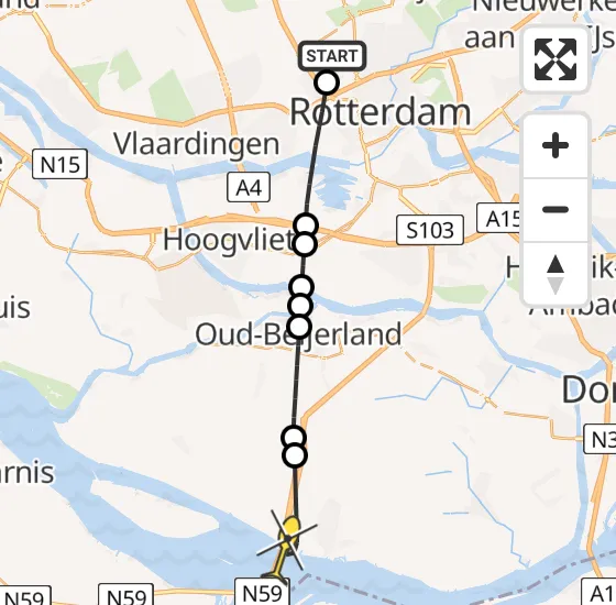 Vlucht Traumahelikopter PH-UMC van Rotterdam The Hague Airport naar Numansdorp op donderdag 18 juli 2024 20:39