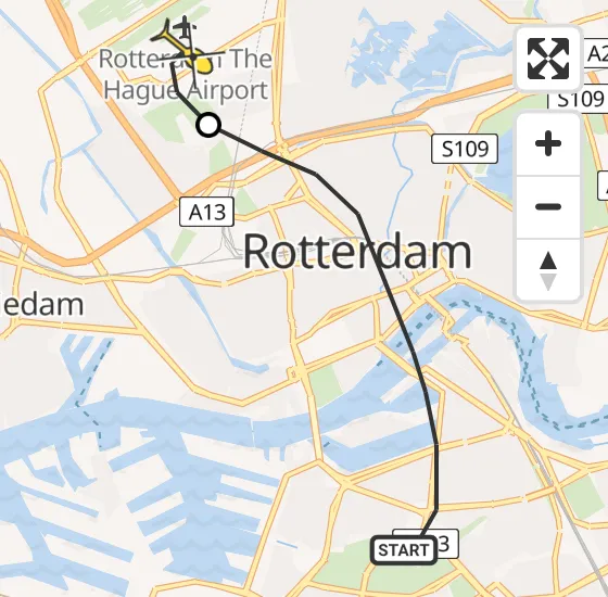 Vlucht Traumahelikopter PH-UMC van Rotterdam naar Rotterdam The Hague Airport op donderdag 18 juli 2024 21:59