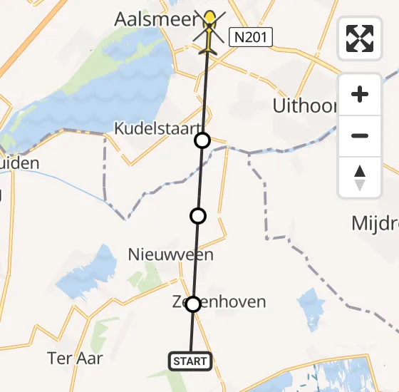 Vlucht Politiehelikopter PH-PXE van Nieuwkoop naar Aalsmeer op donderdag 18 juli 2024 22:05