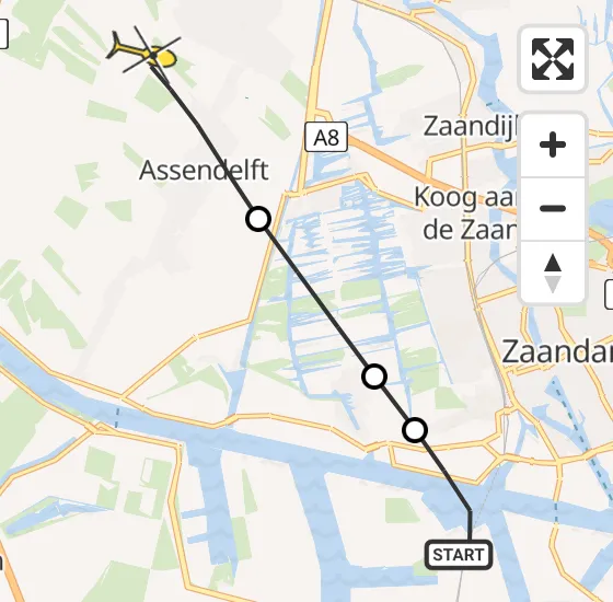 Vlucht Traumahelikopter PH-DOC van Amsterdam Heliport naar Assendelft op vrijdag 19 juli 2024 7:53