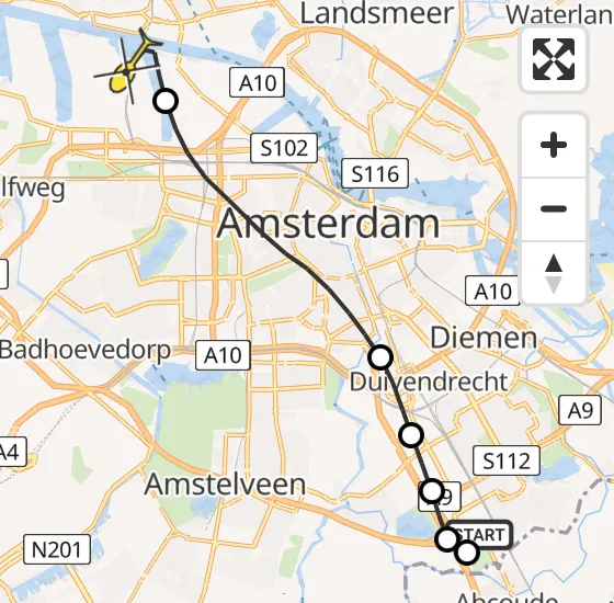 Vlucht Traumahelikopter PH-DOC van Academisch Medisch Centrum (AMC) naar Amsterdam Heliport op vrijdag 19 juli 2024 8:59