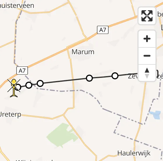 Vlucht Traumahelikopter PH-MAA van Zevenhuizen naar Ureterp op vrijdag 19 juli 2024 10:12