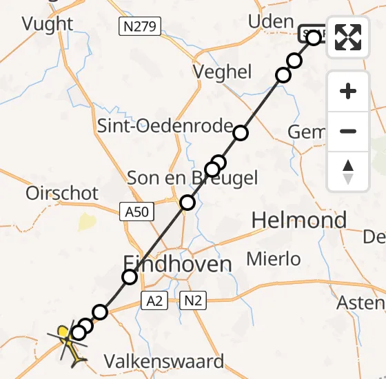Vlucht Traumahelikopter PH-LLN van Vliegbasis Volkel naar Eersel op vrijdag 19 juli 2024 11:41