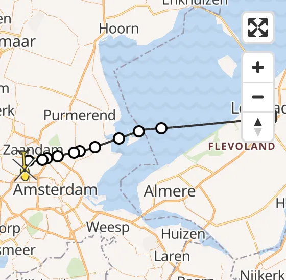 Vlucht Traumahelikopter PH-DOC van Lelystad naar Amsterdam Heliport op vrijdag 19 juli 2024 12:51