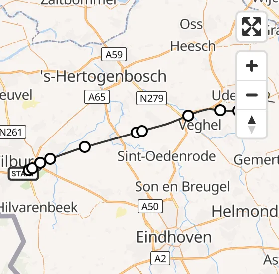 Vlucht Traumahelikopter PH-LLN van Tilburg naar Vliegbasis Volkel op vrijdag 19 juli 2024 12:58